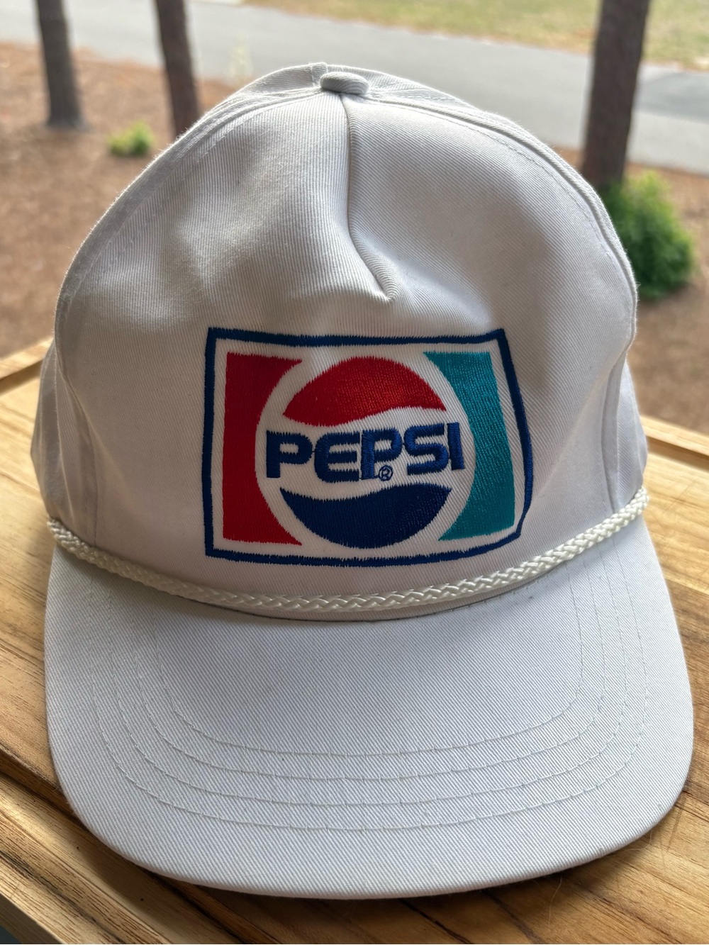 Pepsi White Hat with Red, Blue, Teal Logo